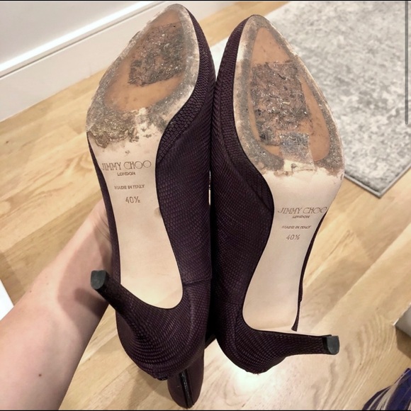 *SOLD*Jimmy Choo Purple Snakeskin Stiletto Boots - Picture 3 of 5